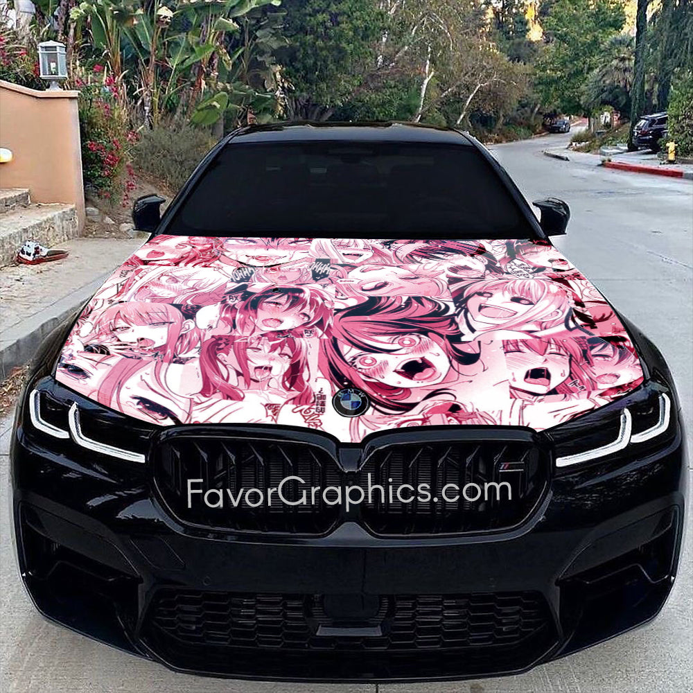 Waifu Ahegao Itasha Car Vinyl Hood Wrap