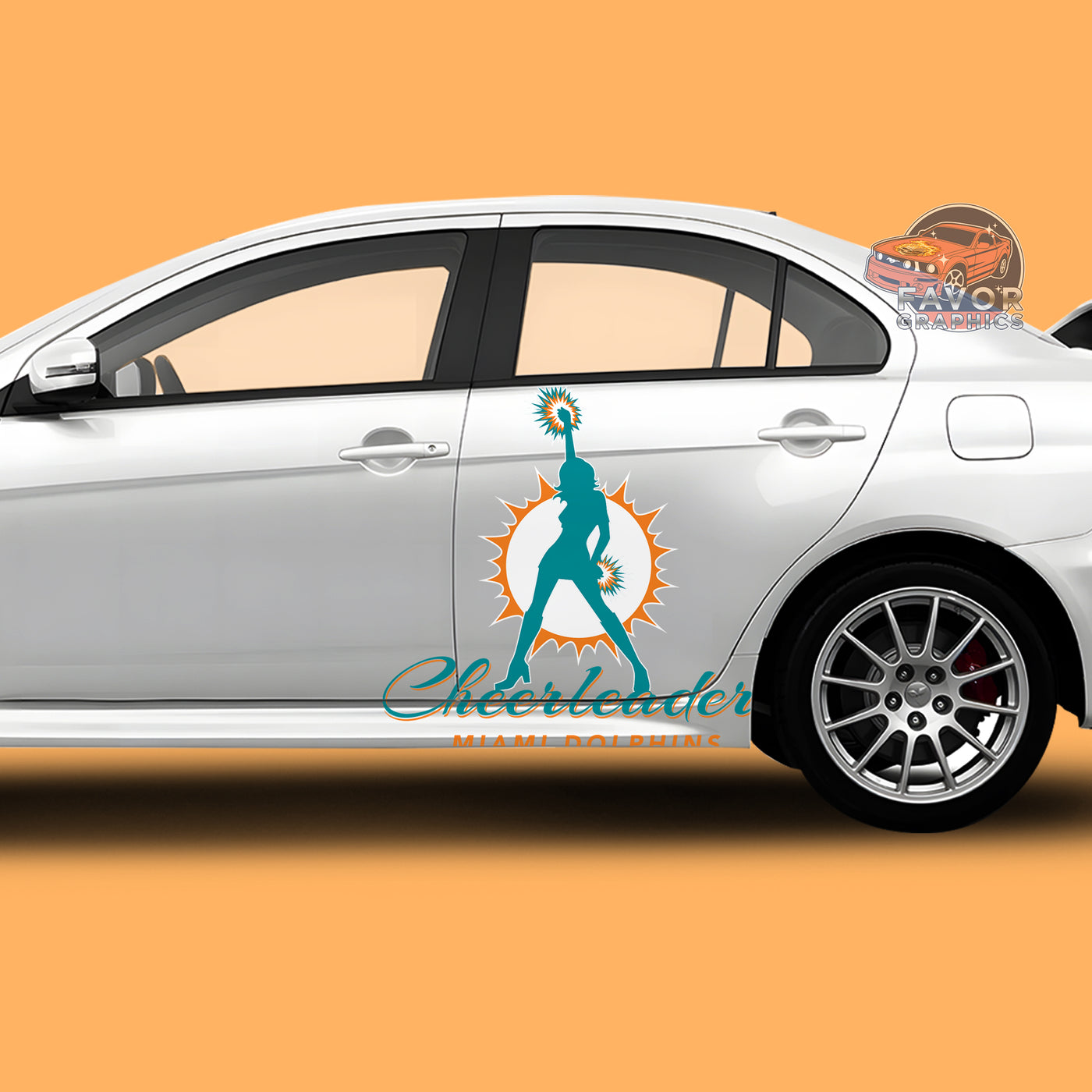 Miami Dolphins Itasha Car Side Door Decal Vinyl Sticker