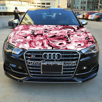 Waifu Ahegao Itasha Car Vinyl Hood Wrap