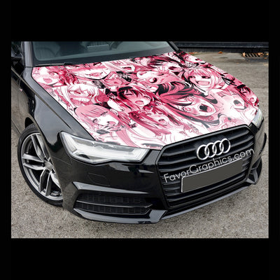 Waifu Ahegao Itasha Car Vinyl Hood Wrap