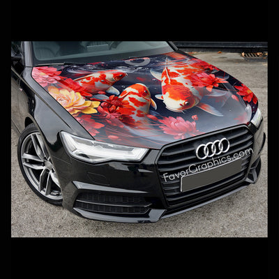 Koi Fish Itasha Car Vinyl Hood Wrap Decal Sticker