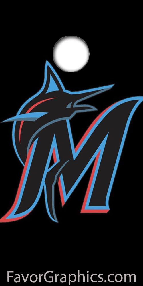 Miami Marlins Cornhole Wood Board Skin Vinyl Wrap Decal Sticker