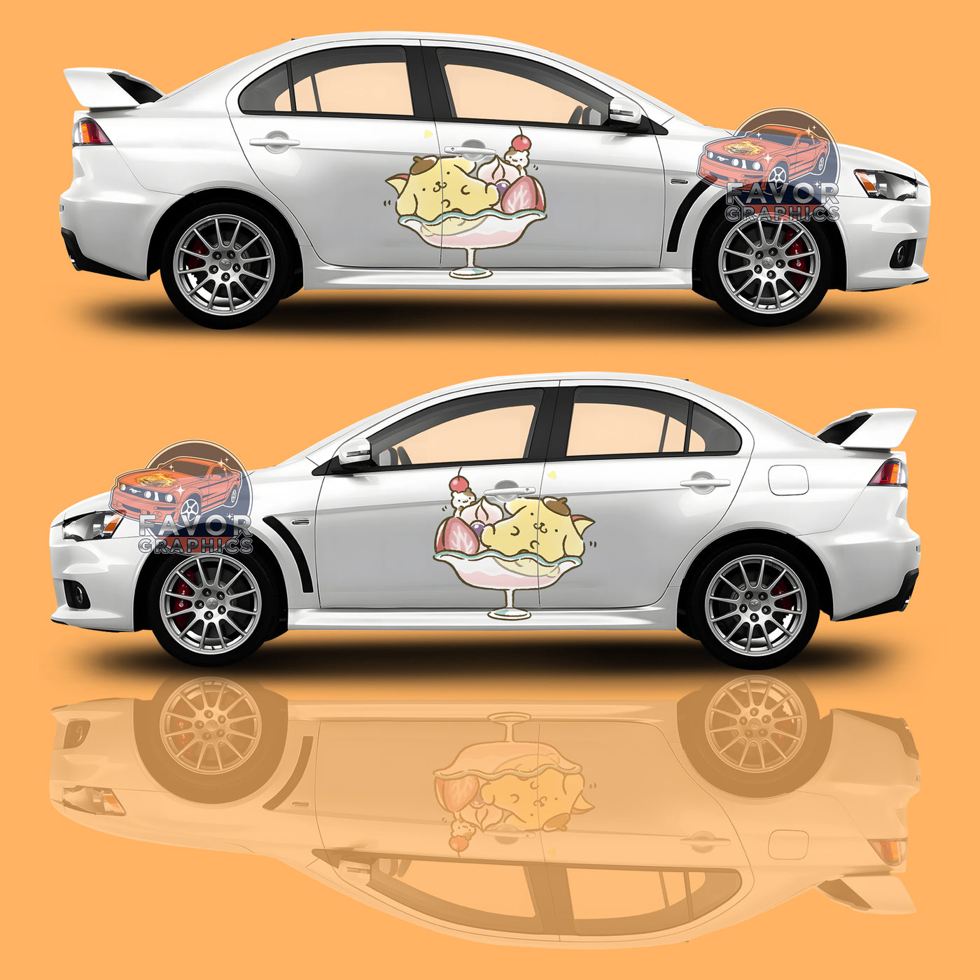 Pompompurin Itasha Car Side Door Decal Vinyl Sticker