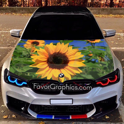 Sunflower Itasha Car Vinyl Hood Wrap Decal Sticker