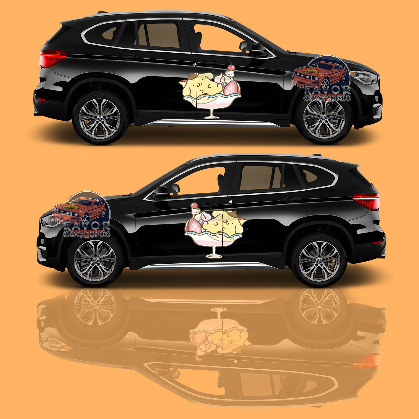 Pompompurin Itasha Car Side Door Decal Vinyl Sticker