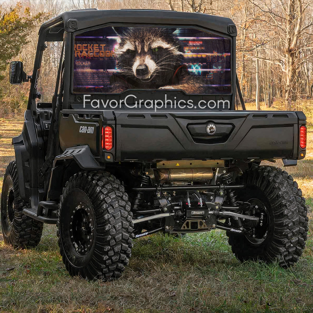 Rocket Raccoon Rear Window Perforated Graphic Vinyl Decal Car Truck UTV