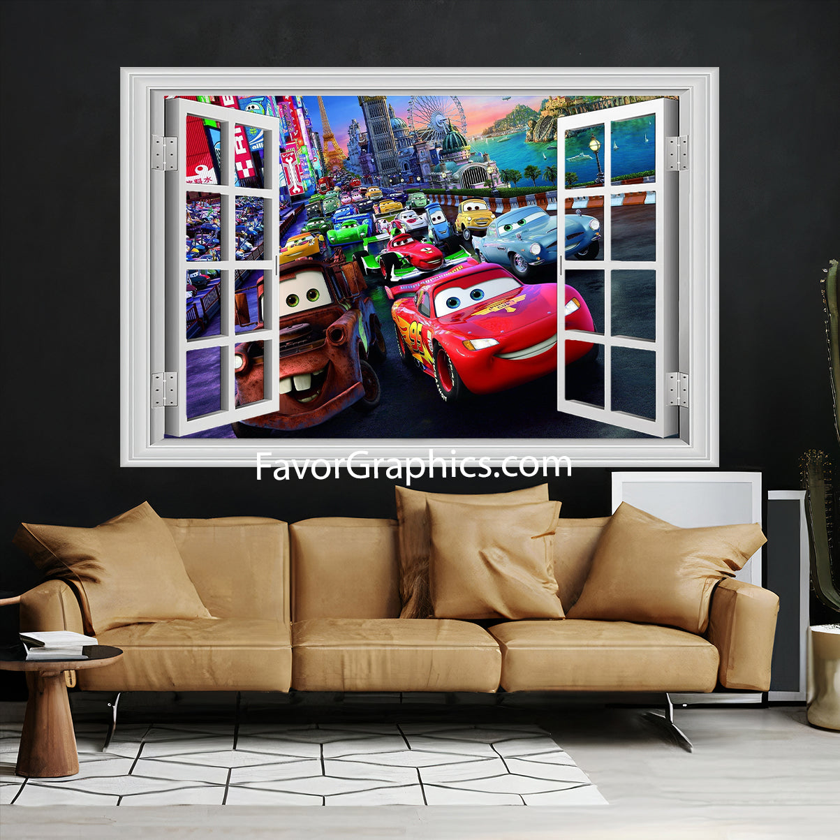 Car Race Cartoon Vinyl Wall Art Decal Sticker Poster Print Mural