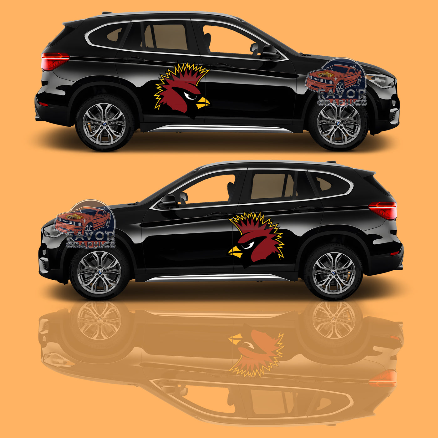 Arizona Cardinals Itasha Car Side Door Decal Vinyl Sticker