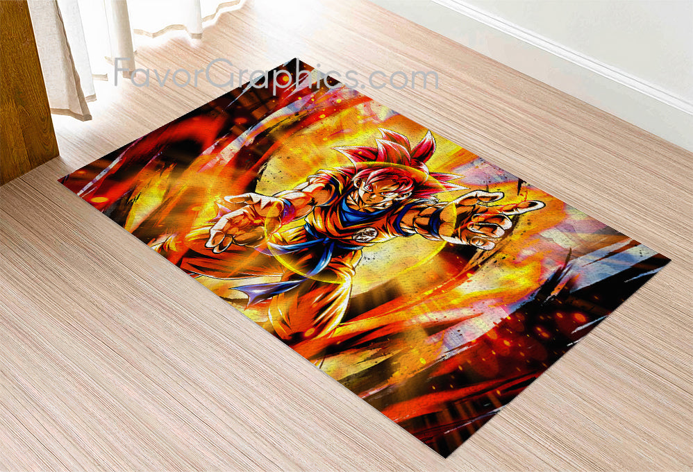 Goku Super Saiyan God Home Bedroom Decor Rug Carpet Mat