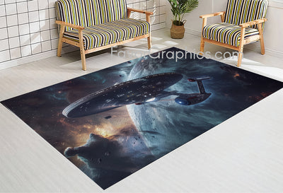 Spaceship Spacecraft Home Bedroom Decor Rug Carpet Mat