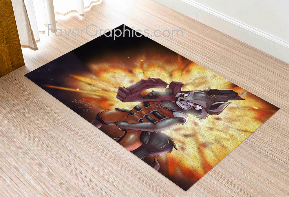 Rocket Raccoon Home Bedroom Decor Rug Carpet Mat