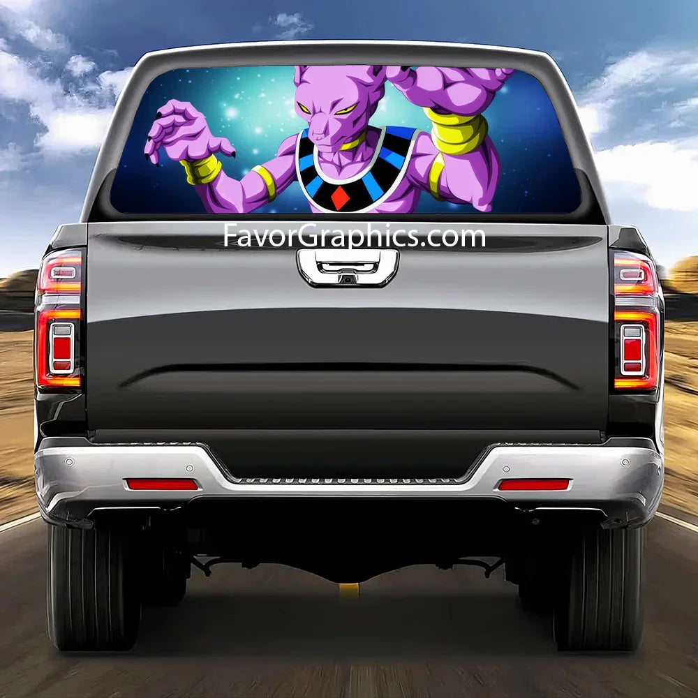 Beerus Dragon Ball Rear Window Perforated Graphic Vinyl Decal Car Truck UTV