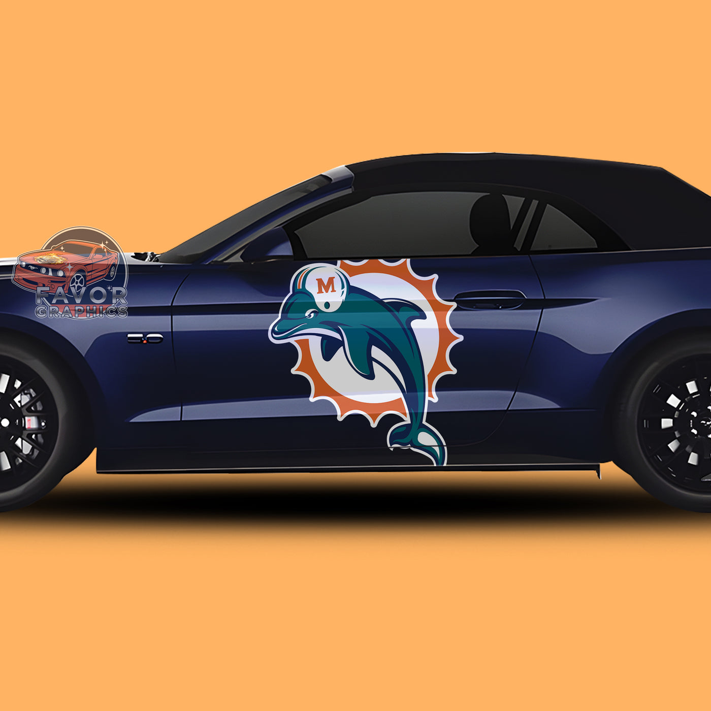 Miami Dolphins Itasha Car Side Door Decal Vinyl Sticker