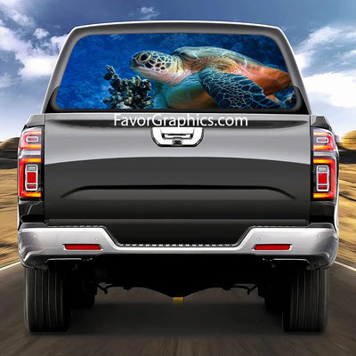 Sea Turtle Rear Window Perforated Graphic Vinyl Decal Car Truck UTV