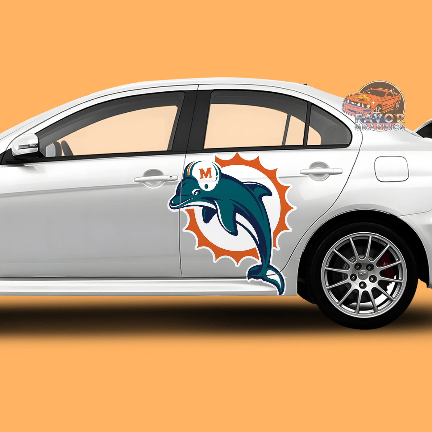 Miami Dolphins Itasha Car Side Door Decal Vinyl Sticker