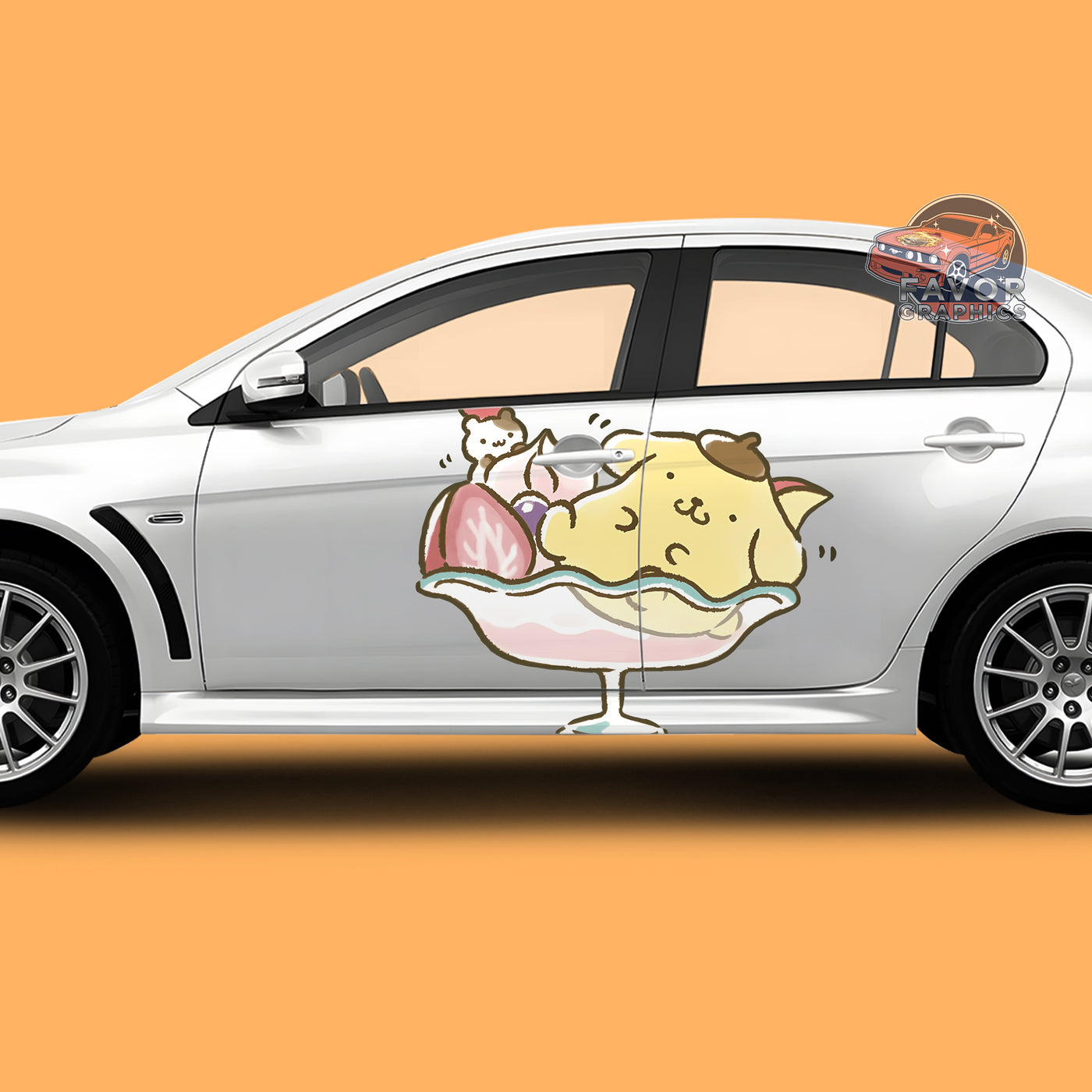 Pompompurin Itasha Car Side Door Decal Vinyl Sticker