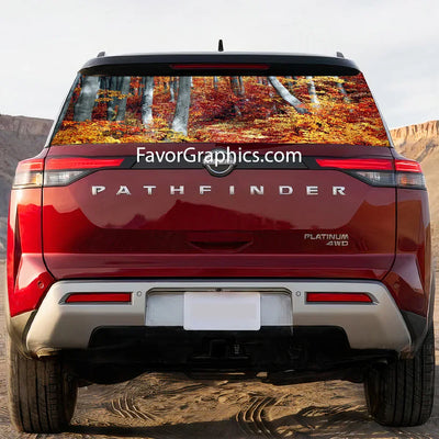 Autumn Forest Rear Window Perforated Graphic Vinyl Decal Car Truck UTV