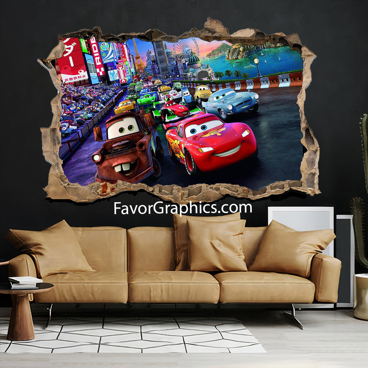 Car Race Cartoon Vinyl Wall Art Decal Sticker Poster Print Mural