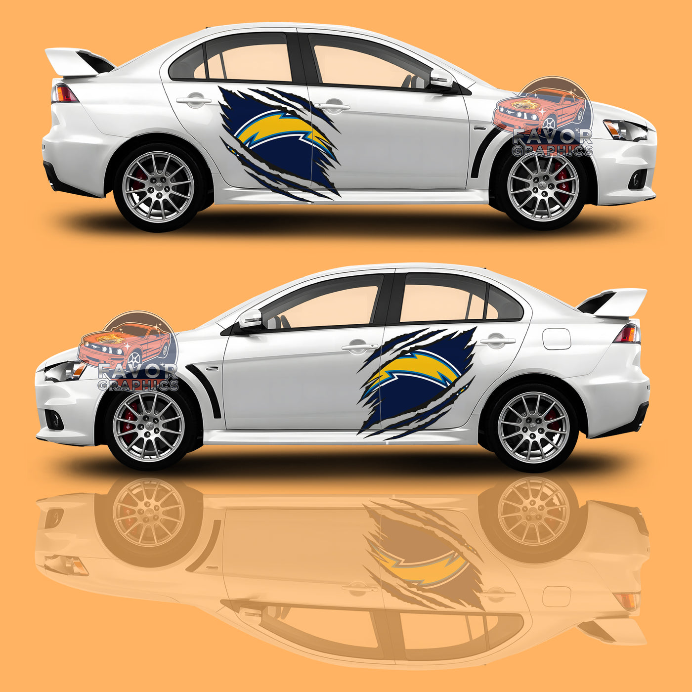 Los Angeles Chargers Itasha Car Side Door Decal Vinyl Sticker