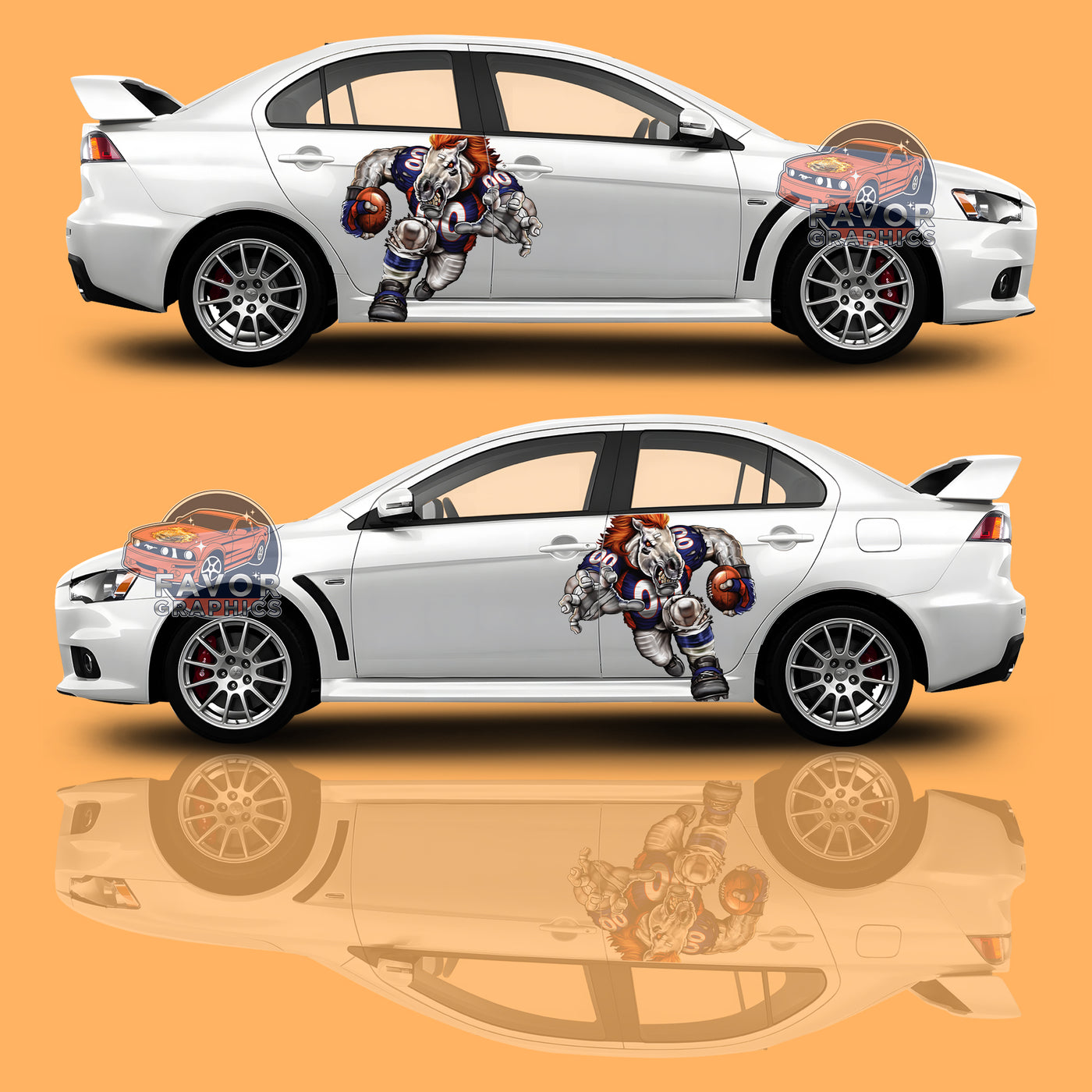 Denver Broncos Itasha Car Side Door Decal Vinyl Sticker