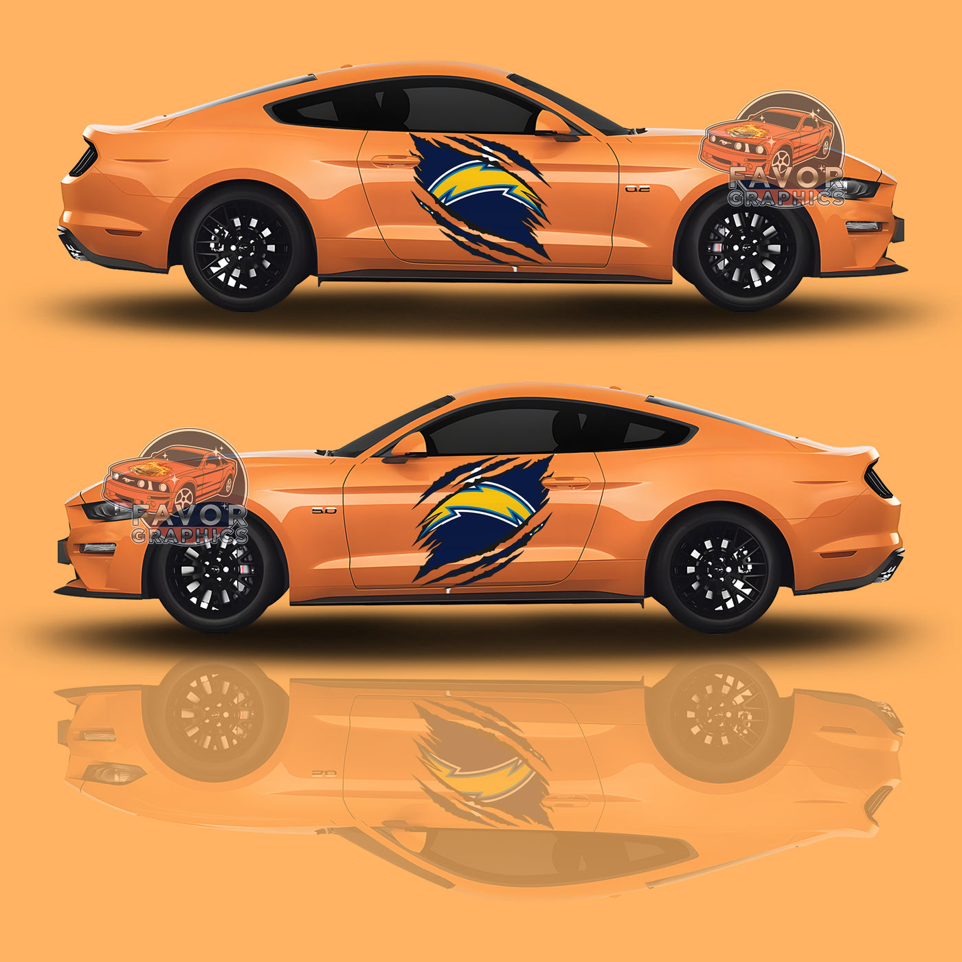 Los Angeles Chargers Itasha Car Side Door Decal Vinyl Sticker