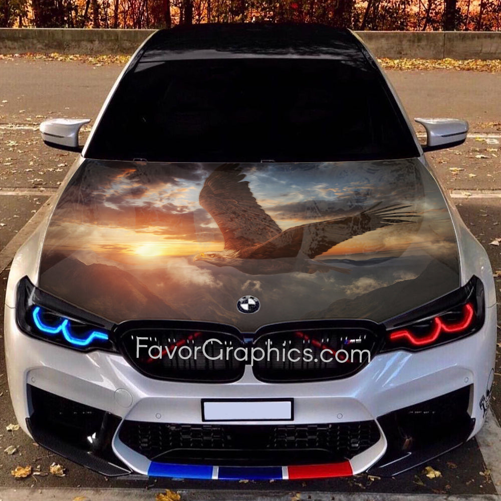 Bald Eagle Itasha Car Vinyl Hood Wrap Decal Sticker