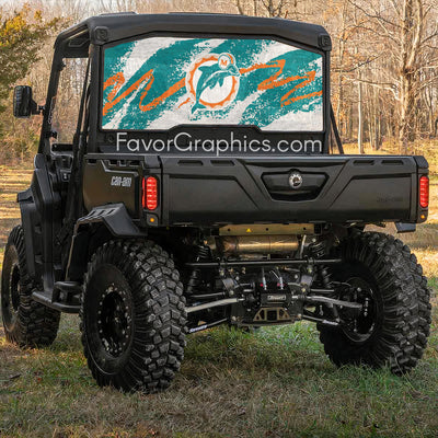 Miami Dolphins Rear Window Perforated Graphic Vinyl Decal Car Truck UTV