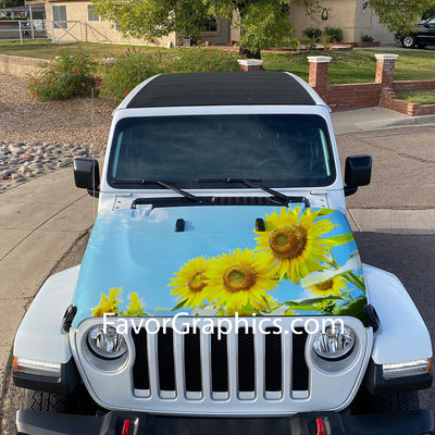 Sunflower Itasha Car Vinyl Hood Wrap Decal Sticker