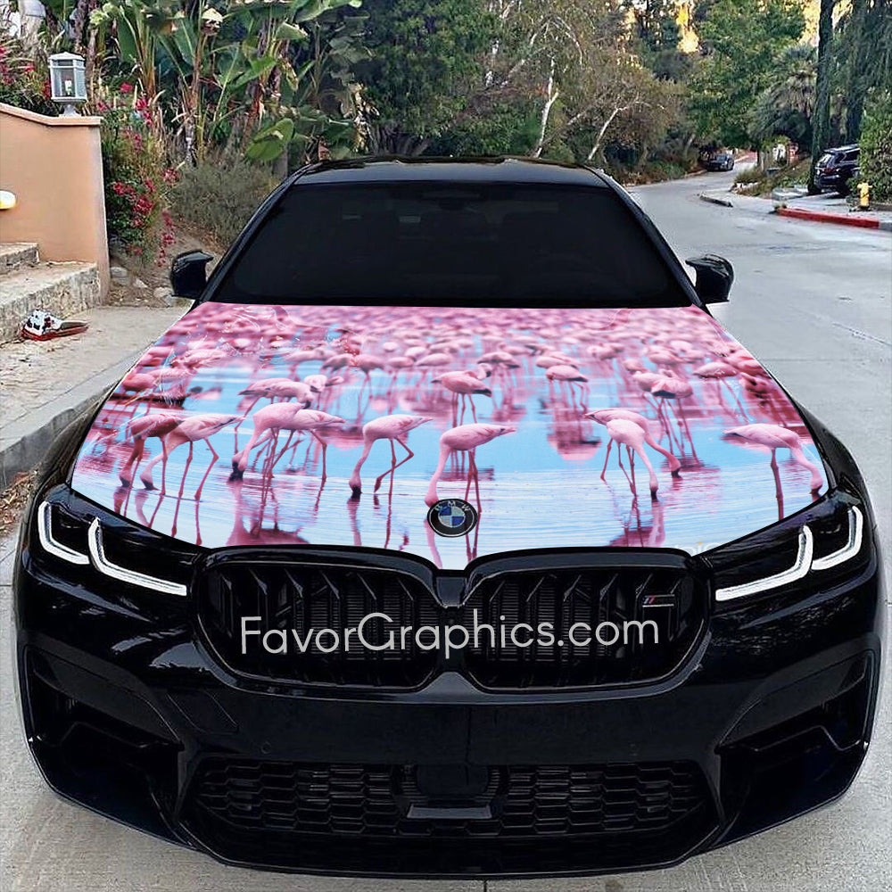 Pink Flamingos Itasha Car Vinyl Hood Wrap Decal Sticker