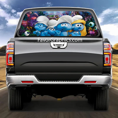 The Smurfs Rear Window Perforated Graphic Vinyl Decal Car Truck UTV