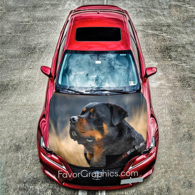 Rottweiler Itasha Car Vinyl Hood Wrap Decal Sticker