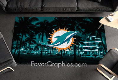 Miami Dolphins Home Bedroom Decor Rug Carpet Mat