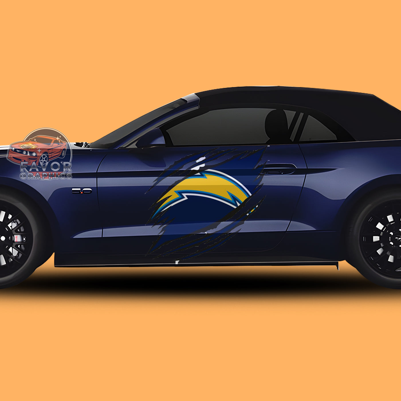 Los Angeles Chargers Itasha Car Side Door Decal Vinyl Sticker