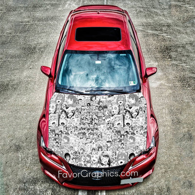 Waifu Ahegao Itasha Car Vinyl Hood Wrap