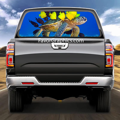 Sea Turtle Rear Window Perforated Graphic Vinyl Decal Car Truck UTV