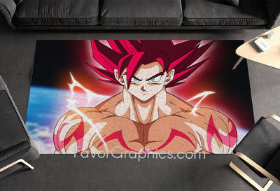 Goku Super Saiyan God Home Bedroom Decor Rug Carpet Mat