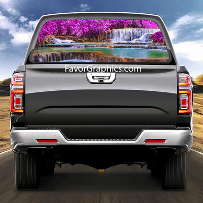 Waterfall Rear Window Perforated Graphic Vinyl Decal Car Truck UTV