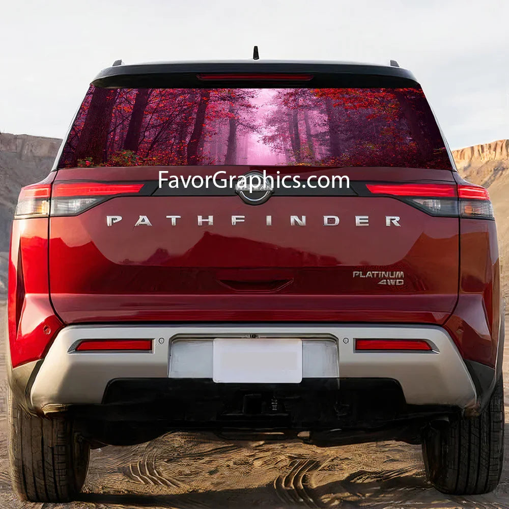Autumn Forest Rear Window Perforated Graphic Vinyl Decal Car Truck UTV