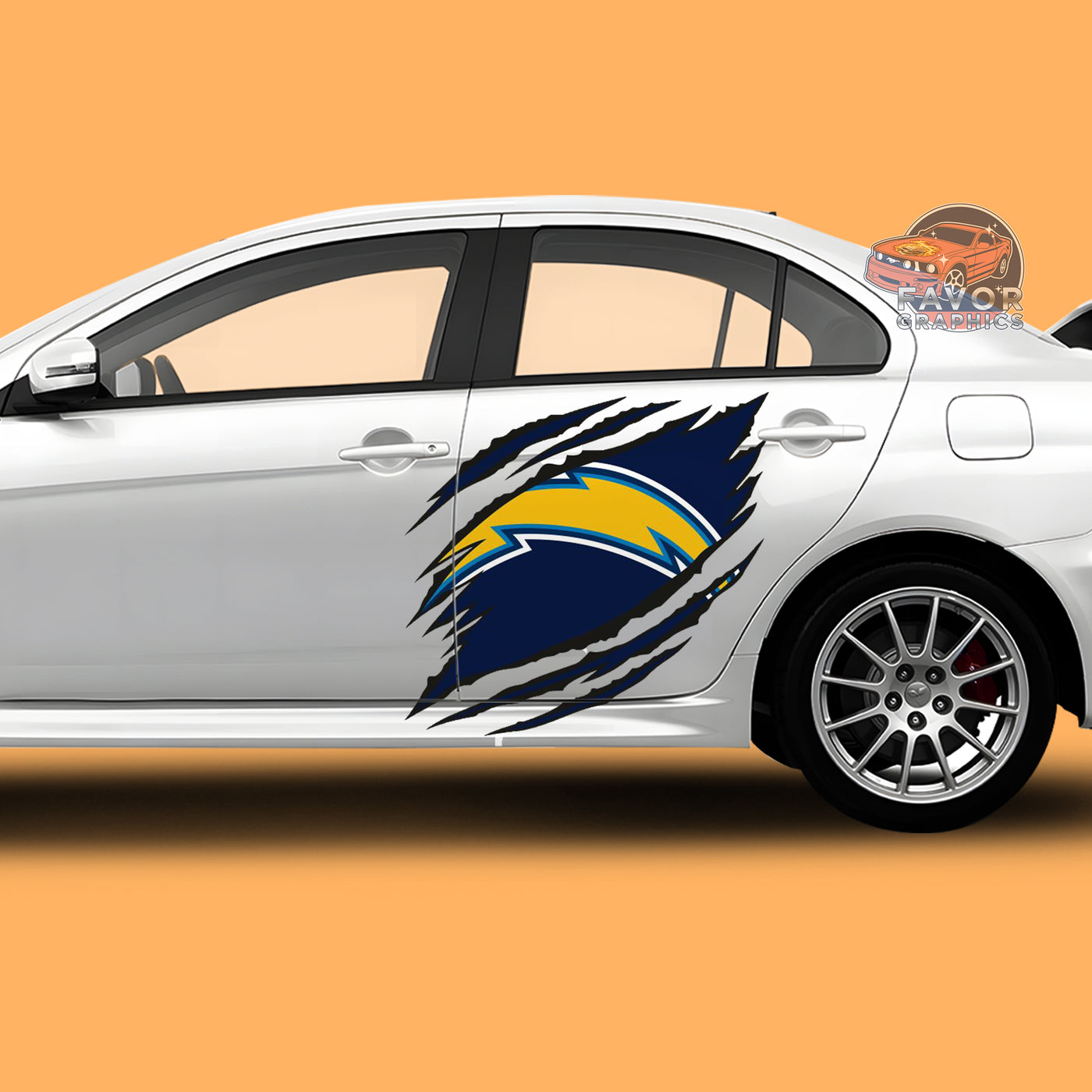 Los Angeles Chargers Itasha Car Side Door Decal Vinyl Sticker