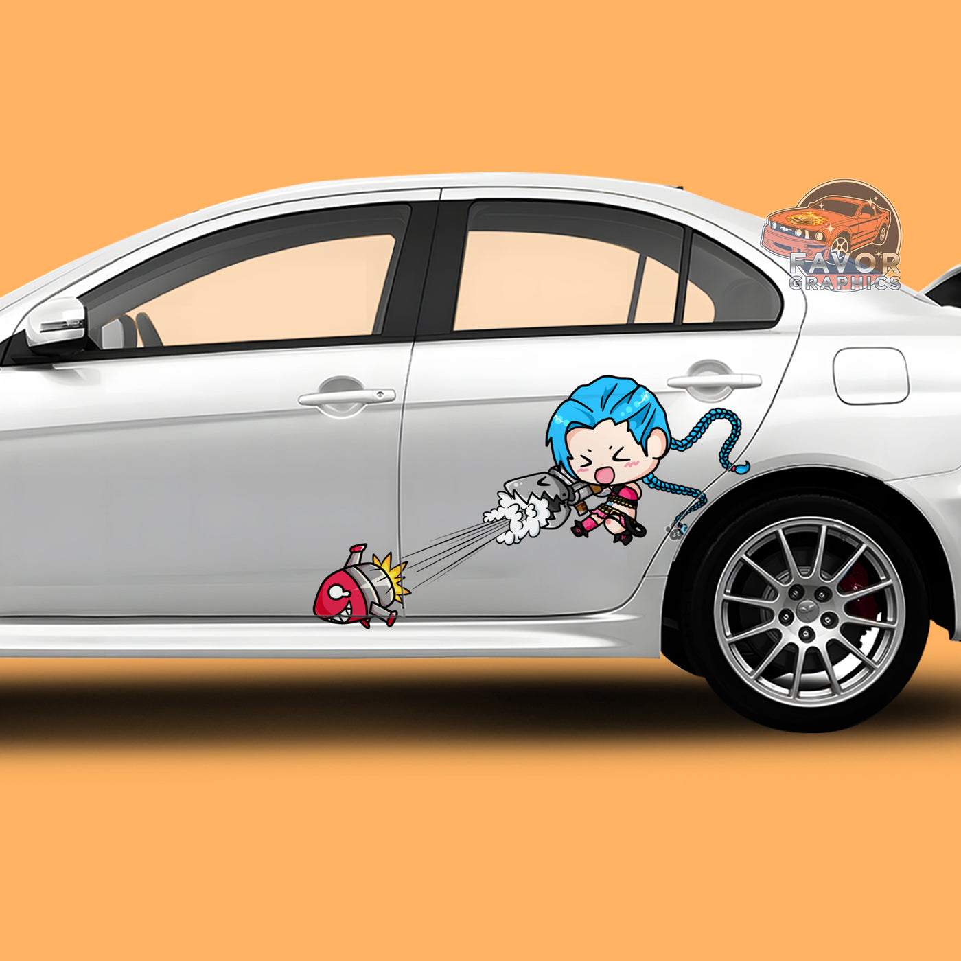 Jinx League of legends Itasha Car Side Door Decal Vinyl Sticker