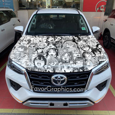 Waifu Ahegao Itasha Car Vinyl Hood Wrap