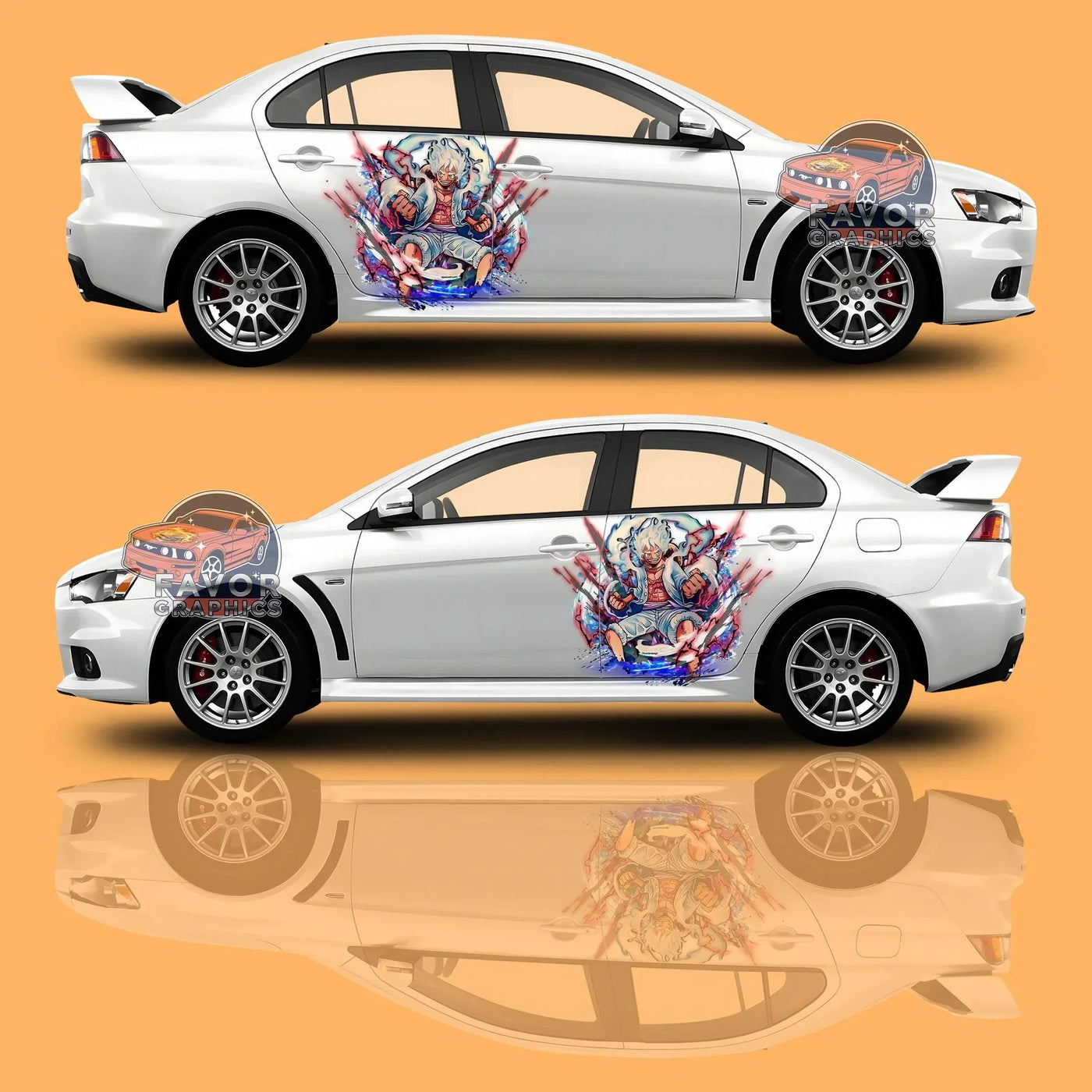 Monkey D. Luffy Gear 5 Itasha Car Side Door Decal Vinyl Sticker – Favor Graphics