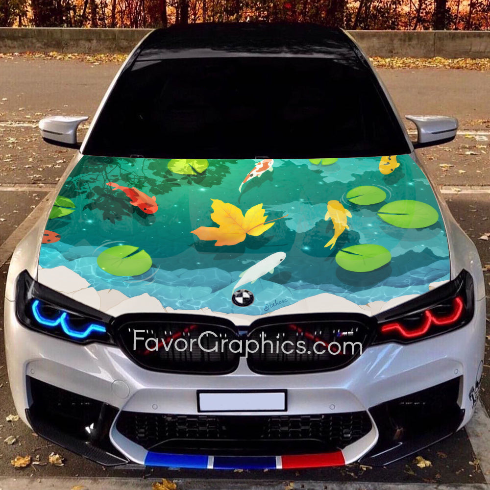 Koi Fish Itasha Car Vinyl Hood Wrap Decal Sticker