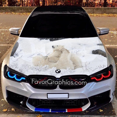 Polar Bear Itasha Car Vinyl Hood Wrap Decal Sticker