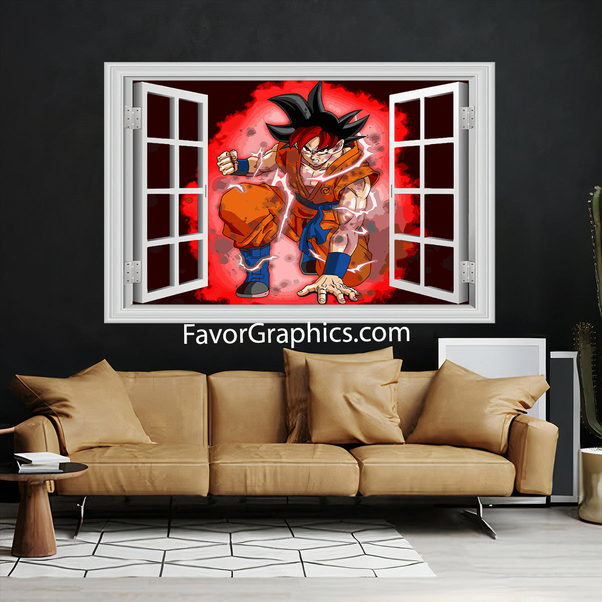 Goku Super Saiyan God Vinyl Wall Art Decal Sticker Poster Print Mural