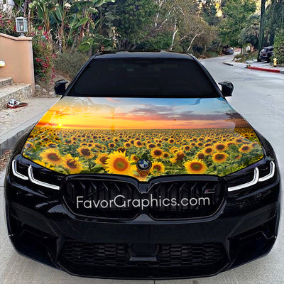 Sunflower Itasha Car Vinyl Hood Wrap Decal Sticker