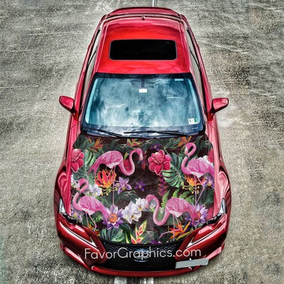 Pink Flamingos Itasha Car Vinyl Hood Wrap Decal Sticker