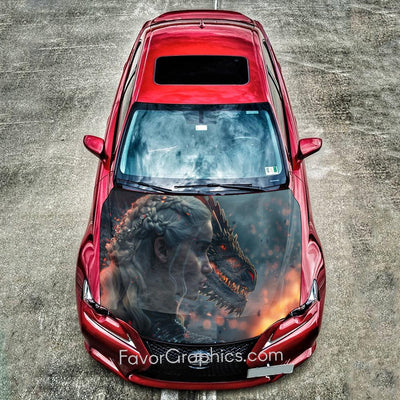 Daenerys Targaryen  Dragon Itasha Car Vinyl Hood Wrap Decal Sticker