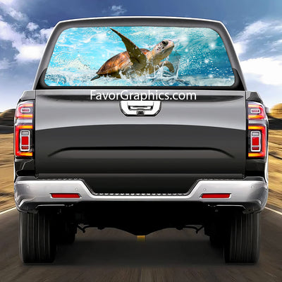 Sea Turtle Rear Window Perforated Graphic Vinyl Decal Car Truck UTV