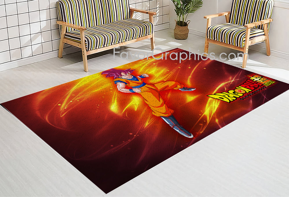 Goku Super Saiyan God Home Bedroom Decor Rug Carpet Mat